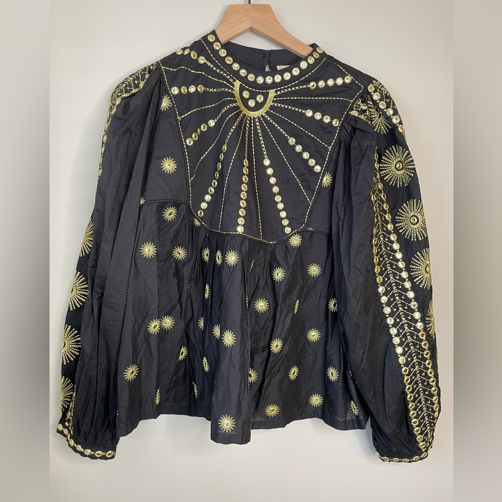 NWOT Farm Rio Sun Embroidered Blouse - Picture 11 of 12